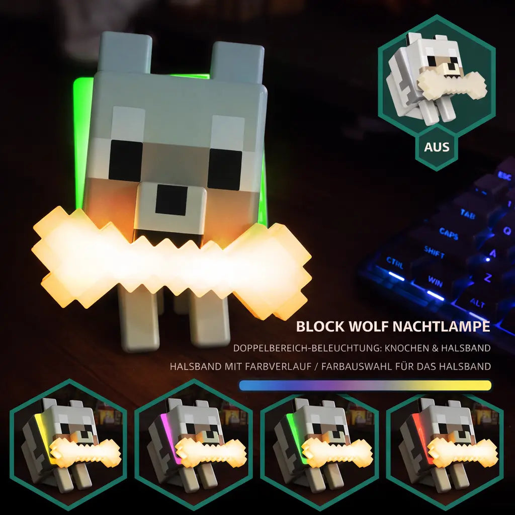 Cubernix™ Pixel Wolf Nachtlampe